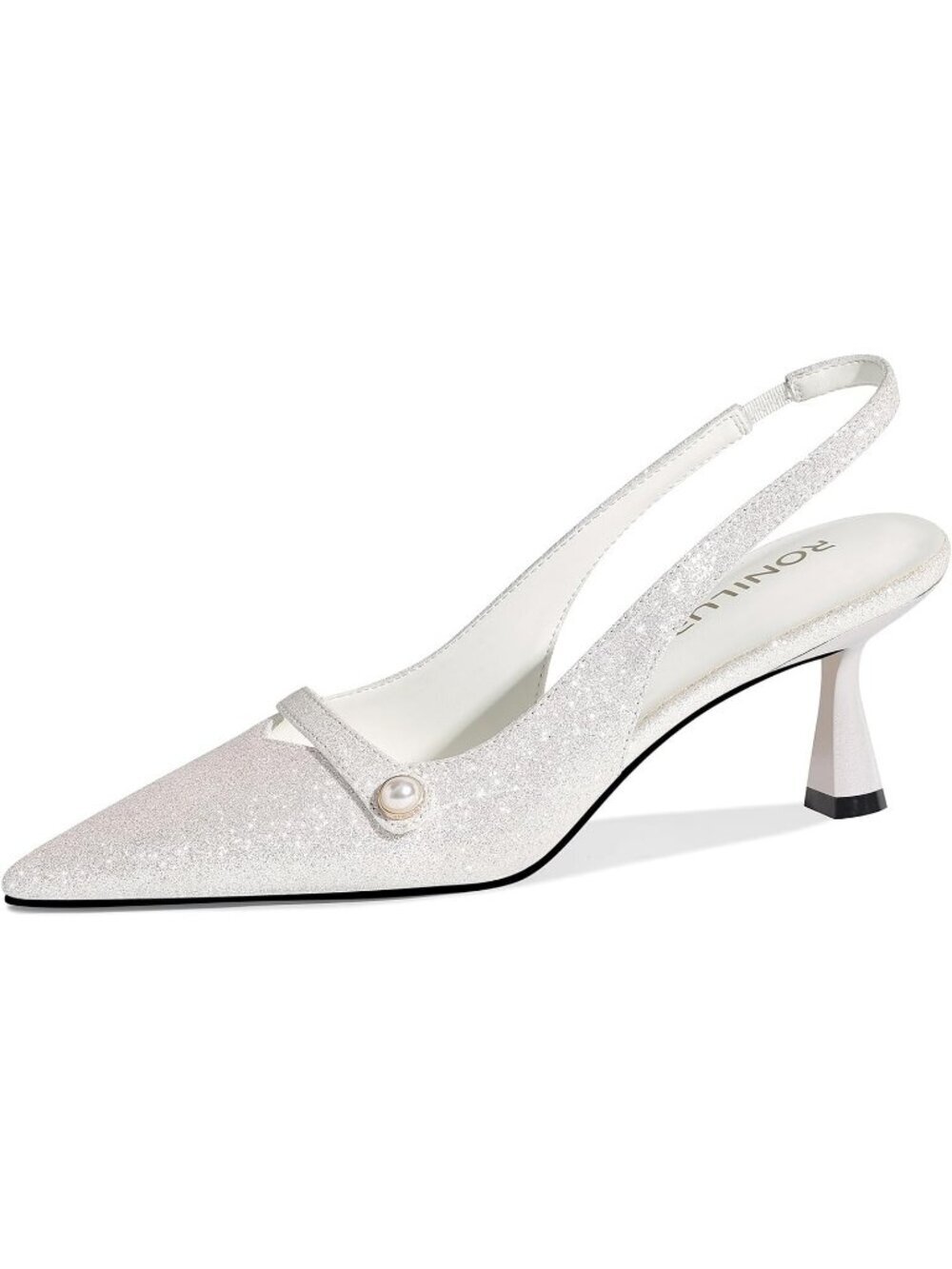 Women's Whits Faux Leather Closed Pointed Toe Slingback Stylish Elegent Low Heel